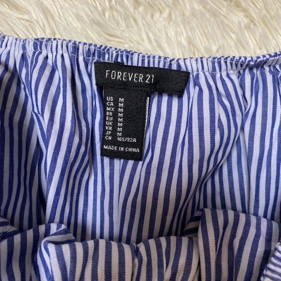 NWOT off-the-shoulder blue striped bodysuit - Picture 2 of 2